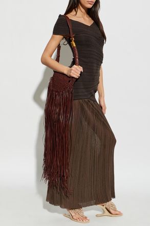 Balmain Off-shoulder Dress, Womens, Brown