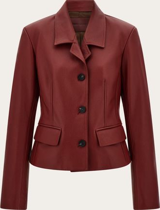 Ferragamo Women Fitted deerskin jacket Red