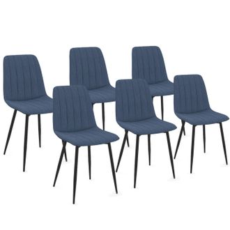 IDMarket Set Di 6 Sedie Da Pranzo Mira In Tessuto Blu
