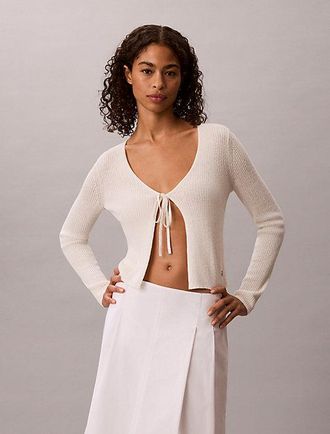 Calvin Klein Linen Blend Tie Front Cardigan