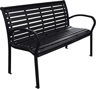 vidaXL Banco De Jard&iacute;n Acero Y Wpc Negro 116 Cm Vidaxl