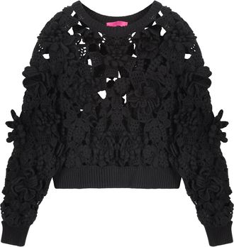 Valentino Garavani Black Cropped Sweater With Original Decorative Details
