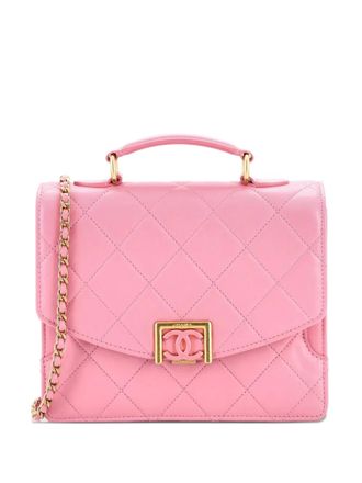 Chanel Square Top Handle Convertible Flap Bag Quilted Lambskin Small shoulder bag - Roze