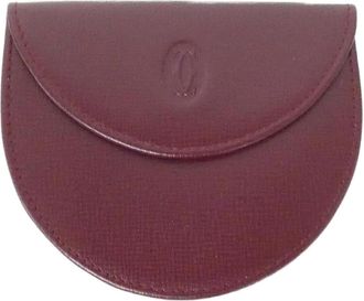 Cartier Bordeaux Leather Coin Purse/Coin Case (Pre-Owned)