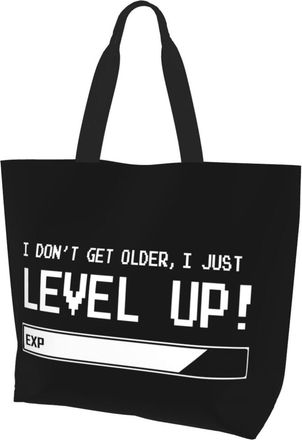 AOOEDM I Dont Get Older I Level Up Ladies Canvas Tote Reusable Shopping Bag