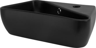 ML Design Lavabo cerámico diseño asimétrico para baño sobre encimera negro