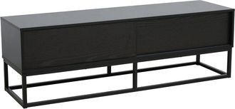 Oviala Mueble de TV rectangular con 2 puertas, L140 cm, negro