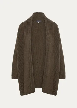 Eskandar A-Line Scrunch Shawl Collar Cardigan - Long Length