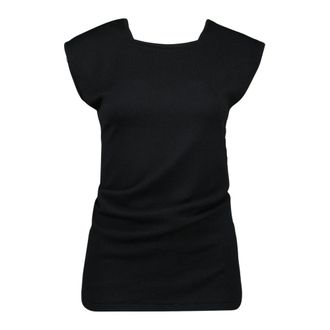 Khaite Sleeveless Tops, female, Black, M, Black Draped Top Spring-Summer 2025