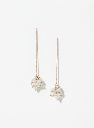 Simons Womens Gemstone and chain long earrings