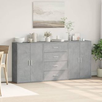 Berkfield Home Sideboards 3 pcs Concrete Grey 60x31x84 cm Engineered Wood | Size: 60 x 31 x 84 cm
