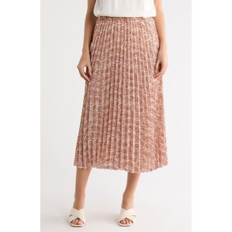 Nordstrom Rack Chiffon Pleated Midi Skirt in Ivory Rust Dashing Dot at Nordstrom Rack, Size X-Small