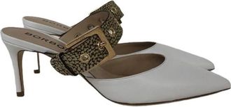 Borbonese Witte Leren D&eacute;collet&eacute; met Gespsluiting - Dames - Muiltjes - Wit - 37 EU - Leer - Schoenen