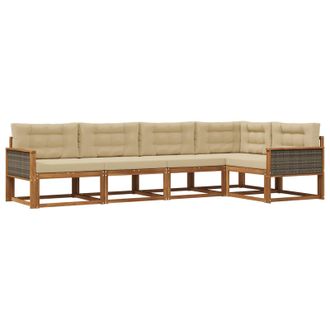 vidaXL Conjunto De Sof&aacute;s De Exterior 5 Pcs Natural Y Beige Vidaxl