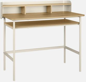 Sweeek Escritorio De Metal Y Decoraci&oacute;n De Madera Con 3 Nichos