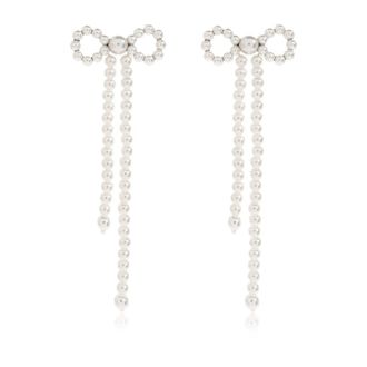 Self Portrait Glazen Parel Oorbellen - Dames - Oorbellen - Grijs - ONE Size - Accessoires