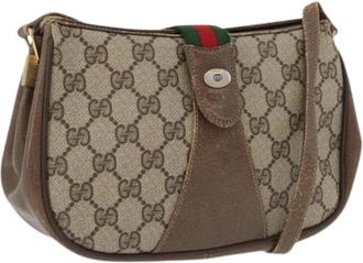 Gucci Pre-owned Vintage GG Canvas Schoudertas - Dames - Vintage Schoudertas - Beige - ONE Size - Leer - Vintage