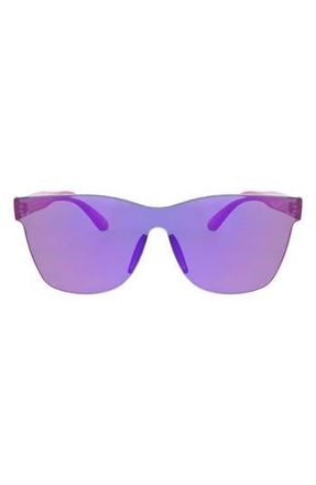 Roxy 146mm Rimless Shield Sunglasses in Purple Mirror at Nordstrom Rack