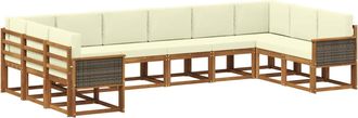 vidaXL Conjunto De Sof&aacute;s De Exterior 10 Uds. Natural Y Crema Vidaxl