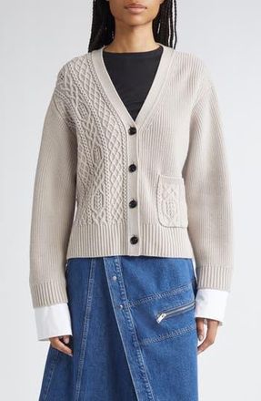 3.1 Phillip Lim Wool Cable Cardigan in Oyster at Nordstrom Rack, Size Medium
