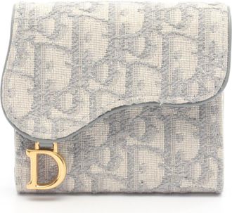 Dior Gray Canvas Leather Wallet (Tri-Fold) (Pre-Owned)