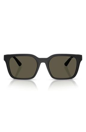 Emporio Armani 54mm Square Sunglasses in Matte Black /Dark Grey at Nordstrom