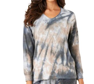 French Kyss Marble Wash Long Sleeve V-Neck Tio
