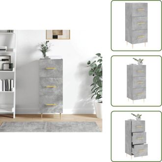 vidaXL The Living Store Credenza Grigio Cemento 34,5x34x90 cm in Legno Multistrato - Credenza moderna