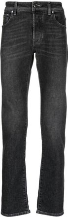 Jacob Cohen embroidered-logo straight-leg jeans - men - Cotton/Elastane - 34 - Black