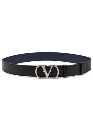 Valentino Garavani Vlogo Reversible Leather Belt - Black - 95 (M)