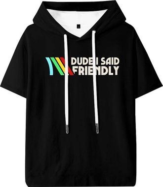 Generic ARC Raiders Dude I Said Friendly Hooded T-Shirts Unisex Short Sleeve Tee Casual Clothes (M,Black)