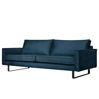 ars manufacti home24 ars manufacti Sofa Liel II 3-Sitzer Marineblau Samt 222x84x94 cm