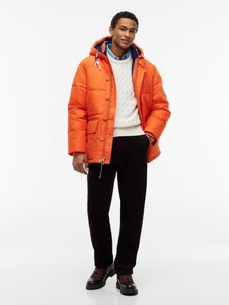 Tommy Hilfiger Mens Water-Repellent Puffer Parka - Brilliant Orange - XXL