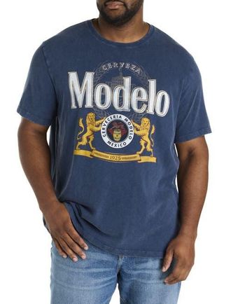 Lucky Brand Big & Tall Modelo Logo Graphic Tee in Dress Blues at Nordstrom, Size 4X Big