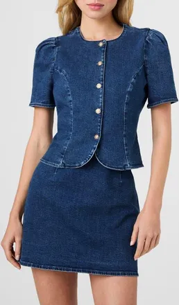 French Connection Delancey Denim Button-Up Shirt in Dark Wash Indigo at Nordstrom, Size 12