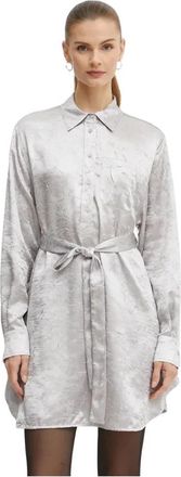 Pinko Jurken > Jurken - Dames - Shirt Kleedjes - Grijs - S - Leer - Kleedjes