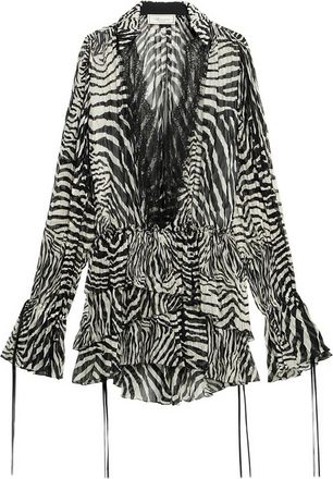 Blumarine Lace-trim Zebra-print Mini Dress
