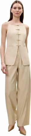 Rebecca Taylor Beatrice Stretch Linen Pant in Sand at Nordstrom, Size 10