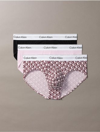 Calvin Klein Mens Icon Cotton Stretch 3-Pack Hip Brief - Multi - XL