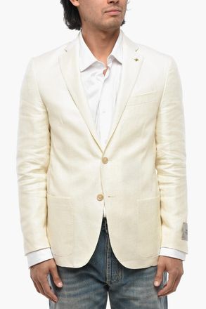 Corneliani CC COLLECTION Blazer in Misto Lino Due Spacchi Rever Classico Corneliani