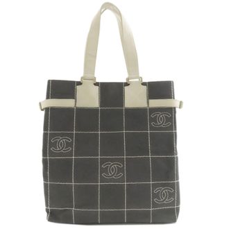 Chanel Chocolate Bar Gray Canvas Tote Bag (Pre-Owned)