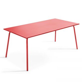 Oviala Mesa de jard&iacute;n rectangular de metal rojo