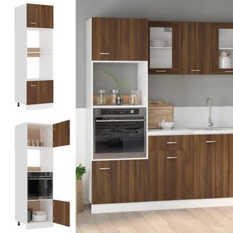 Berkfield Home Microwave Cabinet Brown Oak 60x57x207 cm Engineered Wood | Size: 60 x 57 x 207 cm
