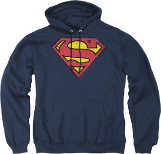 Gildan Superman Distressed Shield Adult Pull Over Hoodie / Hooded Sweatshirt