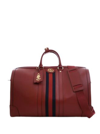 Gucci 2000-2025 Large Calfskin Web Savoy Duffle Bag travel bag - Red