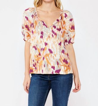 Lovestitch Lace-Trimmed V-Neck Top In Multi