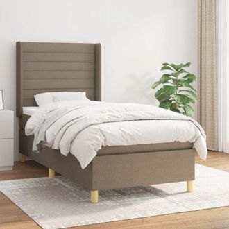 vidaXL Vidaxl - Cama Box Spring Con Colch&oacute;n Tela Gris Taupe 90x190 Cm
