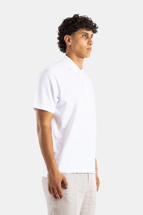 Handvaerk Mens Optical White Pima Cotton Short-Sleeve Polo T-Shirts And Polos