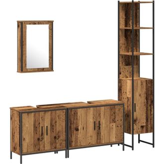 vidaXL Vidaxl - Juego De Muebles De Ba&ntilde;o 4 Pcs Marr&oacute;n 33 X 33 X 185.5 Cm