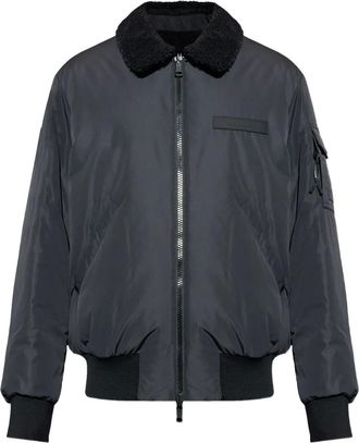Moncler Bomber con colletto in shearpa - Nero